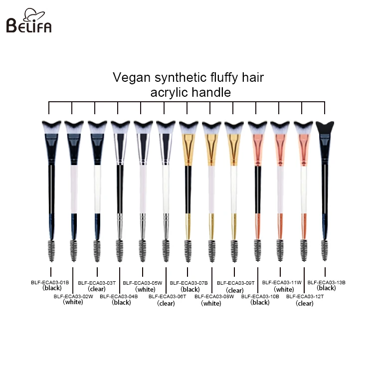 custom double sided soft fluffy swoop curved eyelash lash extensions wash cleanser cleaning shampoo cleansing brush with spoolie