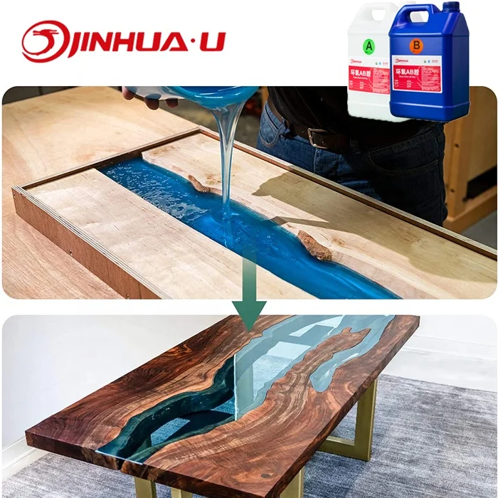 Tow Components Epoxy Resin And Hardener For River Table Crystal Clear Table Resin