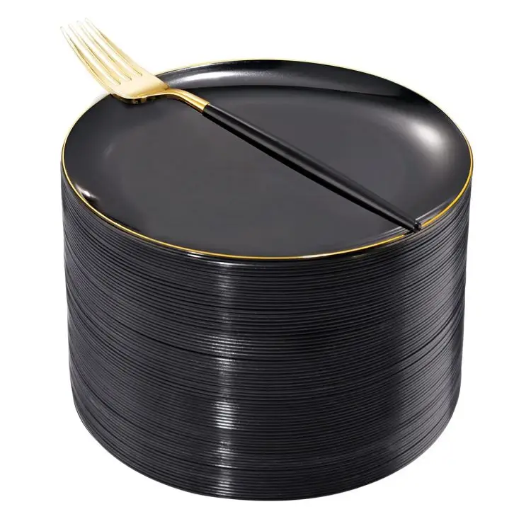 White Personal Plate Sets Rim Gold For, Restaurants Porcelain Dinnerware+set Plastic Luxury Bone China Party Custom Size 150