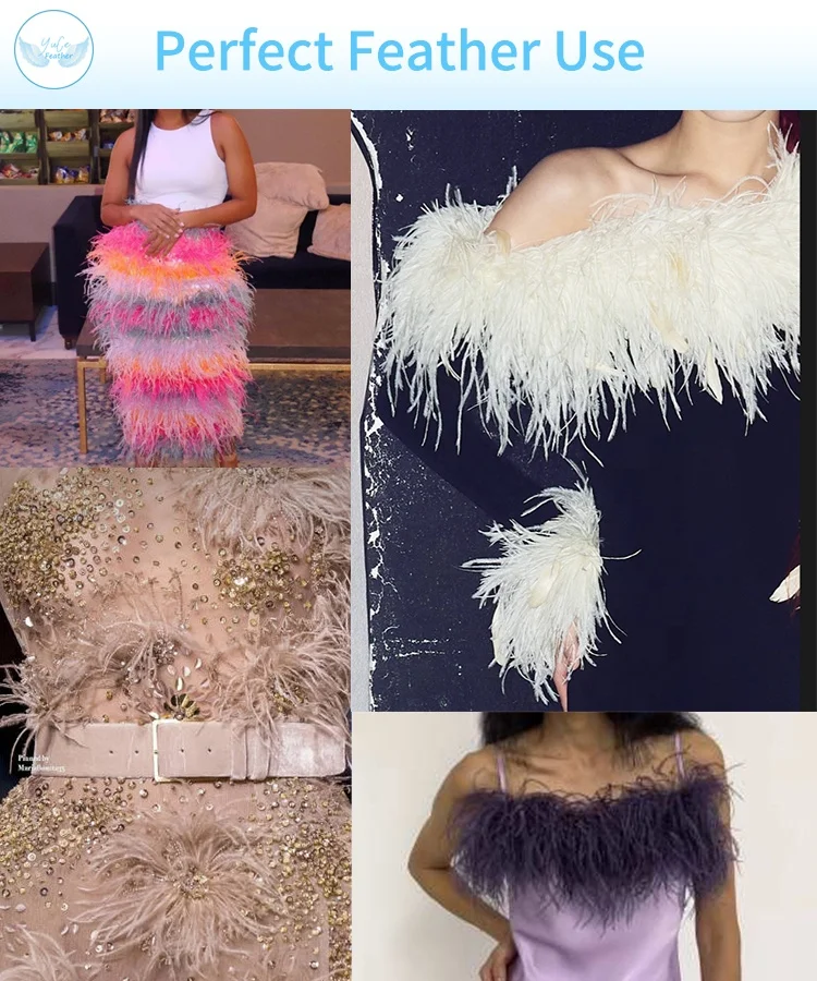 Wholesale 10-13cm Natural 2ply Ostrich Feathers Trim Fringe For Clothes Accessories Trimming