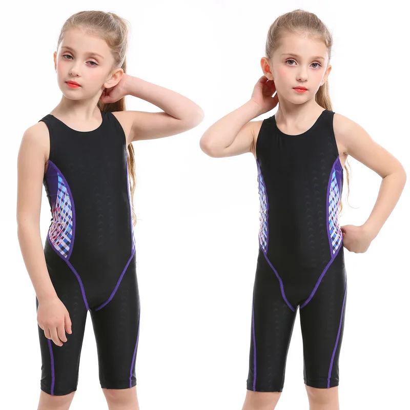 young teen children girls professional U straps swimming training swimsuit surfing cute one piece fitness swimwear for kids