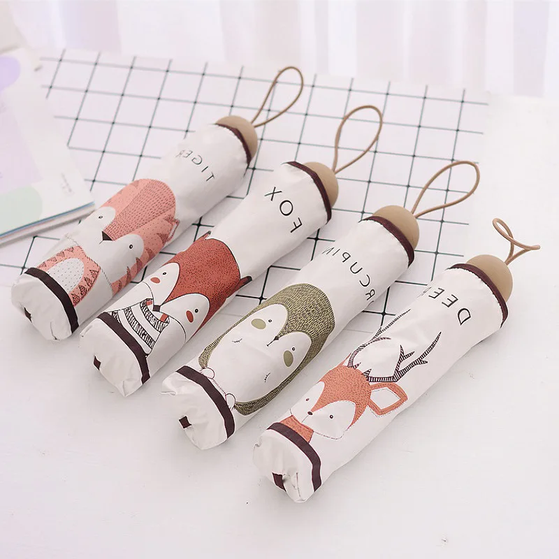 Черный резиновый солнечный и дождливый двухцелевой мультяшный солнцезащитный зонтик складной солнцезащитный зонтик с защитой от УФ-лучей Amazon горячая Распродажа зонтика