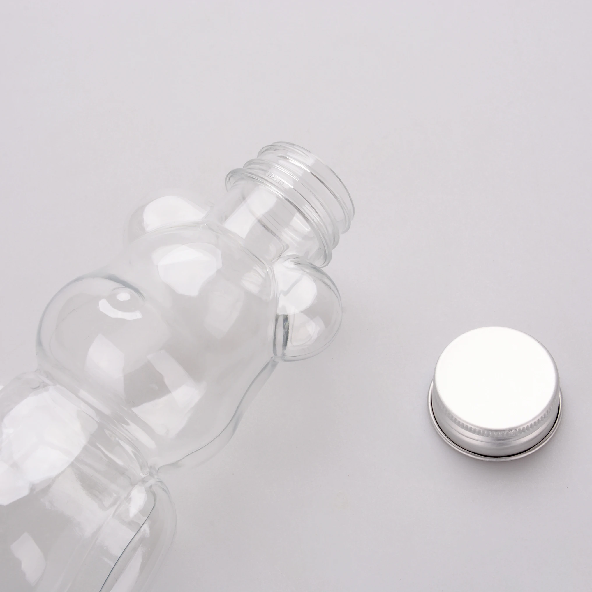 Newly Designed 400ml 500ml Cute Bear Shape Plastic Packaging Empty Bottle Aluminum Cap Cold Brew Juice Beverage Smoothies Ice