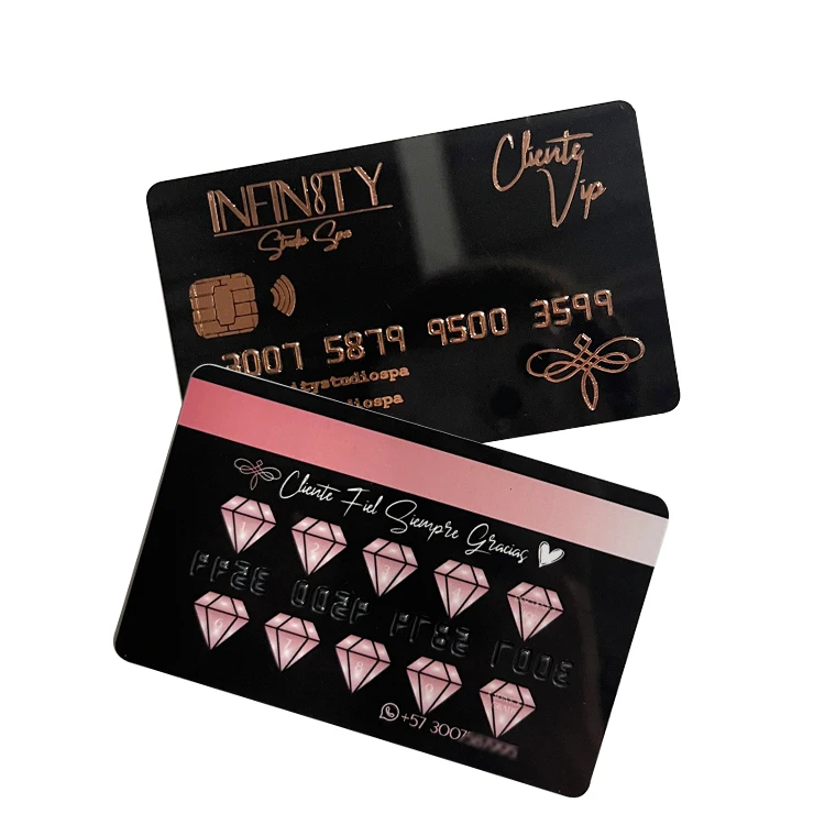 Free Design Plastic Foil Stamping Embossed Number Credit Card Style Lash PVC Business Card with logo Custom