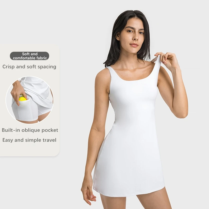 Xsunwing Dropshipping Custom Workout Golf Clothing Yoga Athletic Tennis Apparel Sports dress  womens skirts with pocket WDQ200