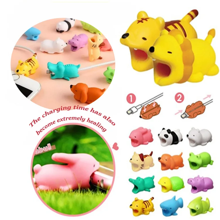 2022 Novedades 3D Cute Cable Bite Animal Figure USB Charging Cable Protector Earphone Cellphone Data Cable