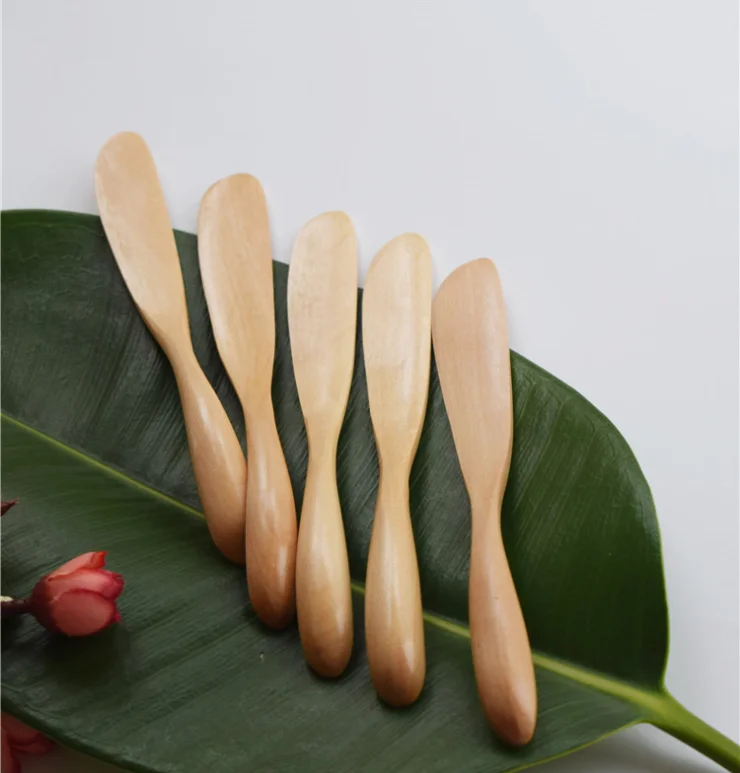 Нож из натурального дерева в виде лотоса/нож для масла/нож с толстой ручкой, деревянный нож для джема