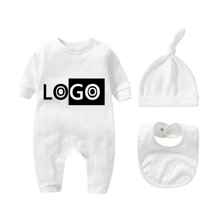 Logo customized printed organic cotton baby mitten glove cap bib set baby bamboo pajamas