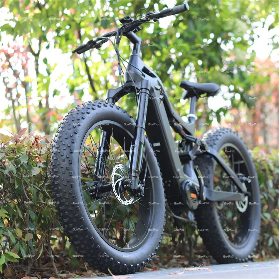 2023 gonped fatbike integrated battery emtb full suspencion ebike carbon fiber frame bafang m620