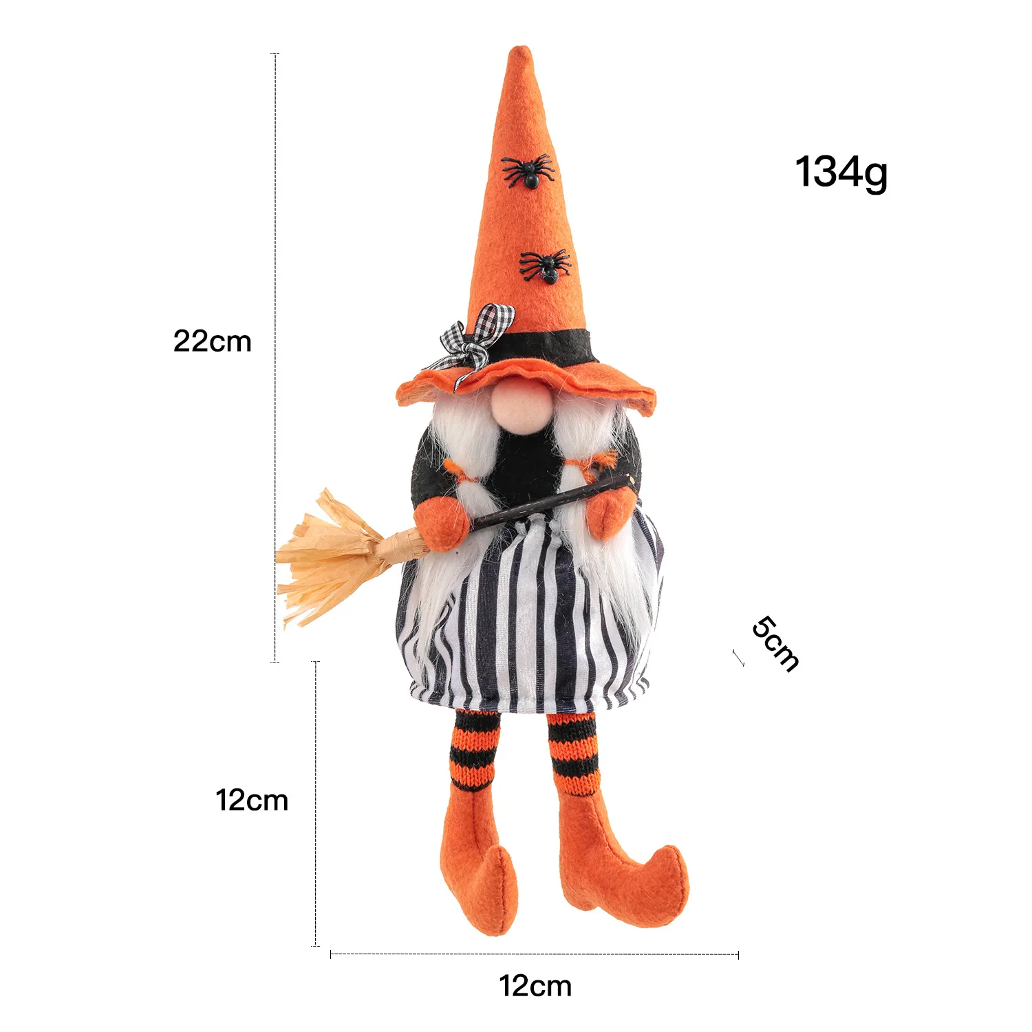 Halloween gnomes plush faceless dolls  handmade broomsticks black flags long legs tall hats faceless dolls for Halloween decors