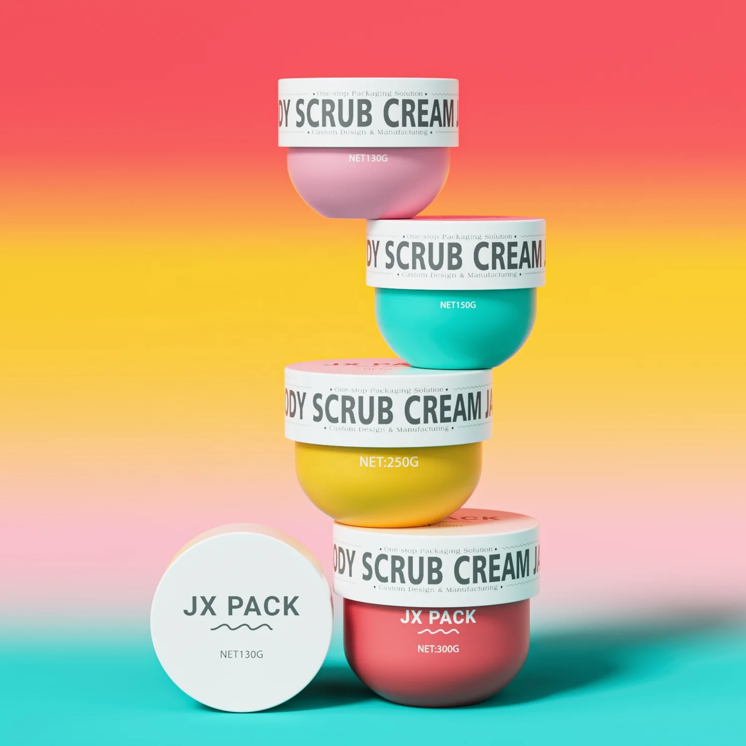 130ml 150ml 250ml Plastic body scrub container cosmetic cream jar packaging custom hair mask jar 300ml oem pet cream jars