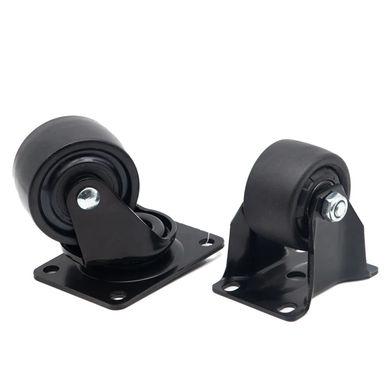 durable double low profile casters and wheel side mount caster 50mm pu castor dual wheel heavy duty caster factory