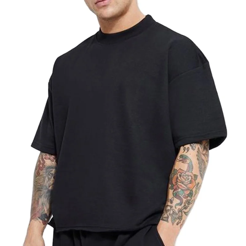 High Quality Oversized Heavy Unisex Cotton Custom cut and sew t-shirt Boxy Streetwear plain T Shirts boxy Cropped T Shirt Men