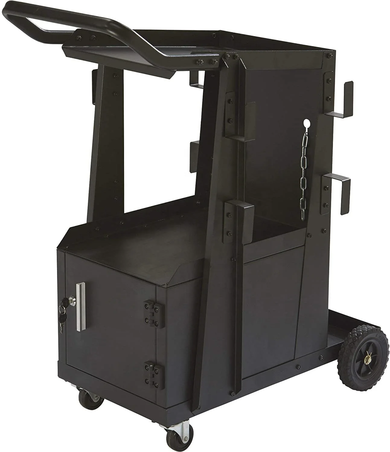 
2-Tier Welding Cart with Locking Cabinet - 27 1/4in.L x 18 3/4in.W x 35 3/4in.H mig welding cart 