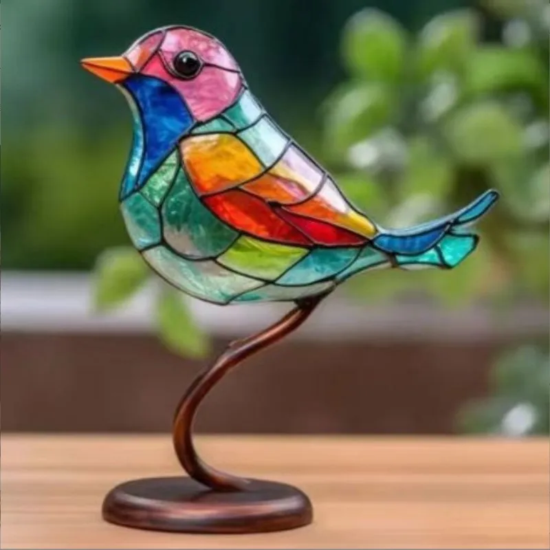 Hot Selling Metal Handicrafts Bird Home Ornaments Flat Creative Color Bird Decoration Iron Animal Stained Birds Decor