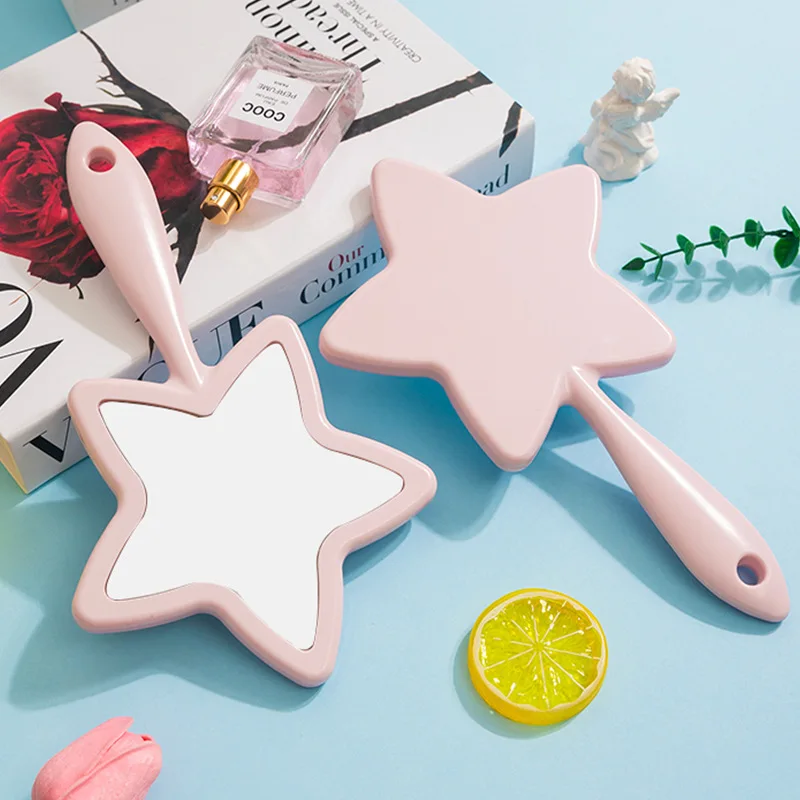 High Quality New Arrival Travel Portable Handheld Cosmetics Star Mirror Custom Logo Makeup Mirrors Single Side Handheld Mirror
