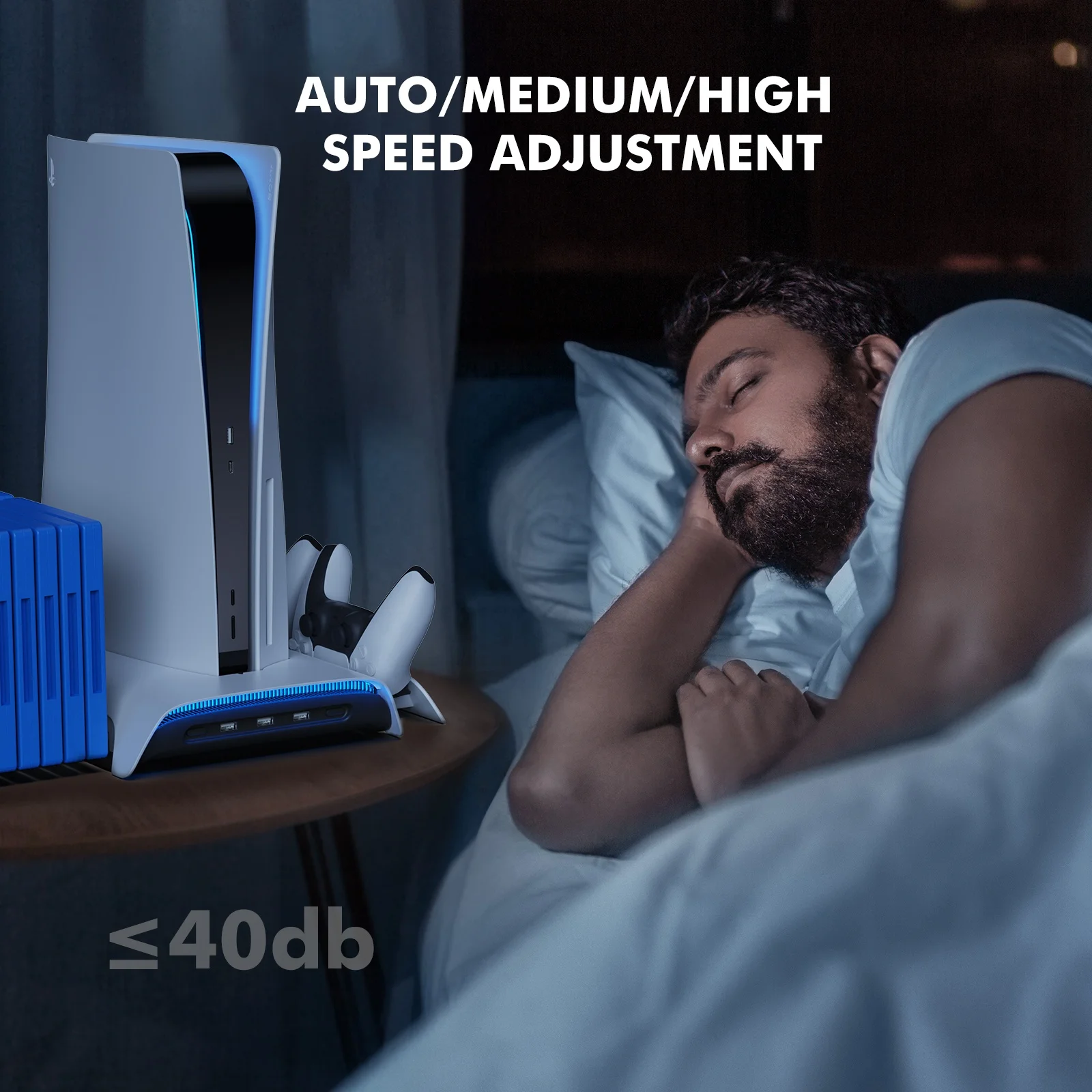 KIWIHOME Digital Vertical Stand With Cooling Fan and Dual Controller Charger For Ps5 Console