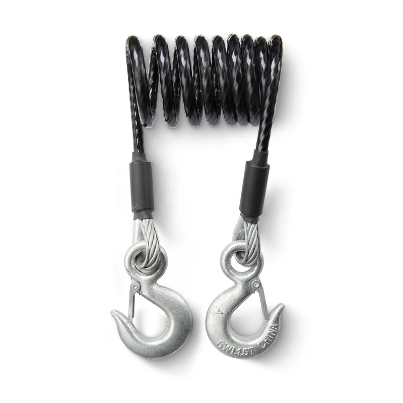 C-pin spring wire cable plastic coated coiled lanyard for retractable safety tool lanyard spring tool tether
