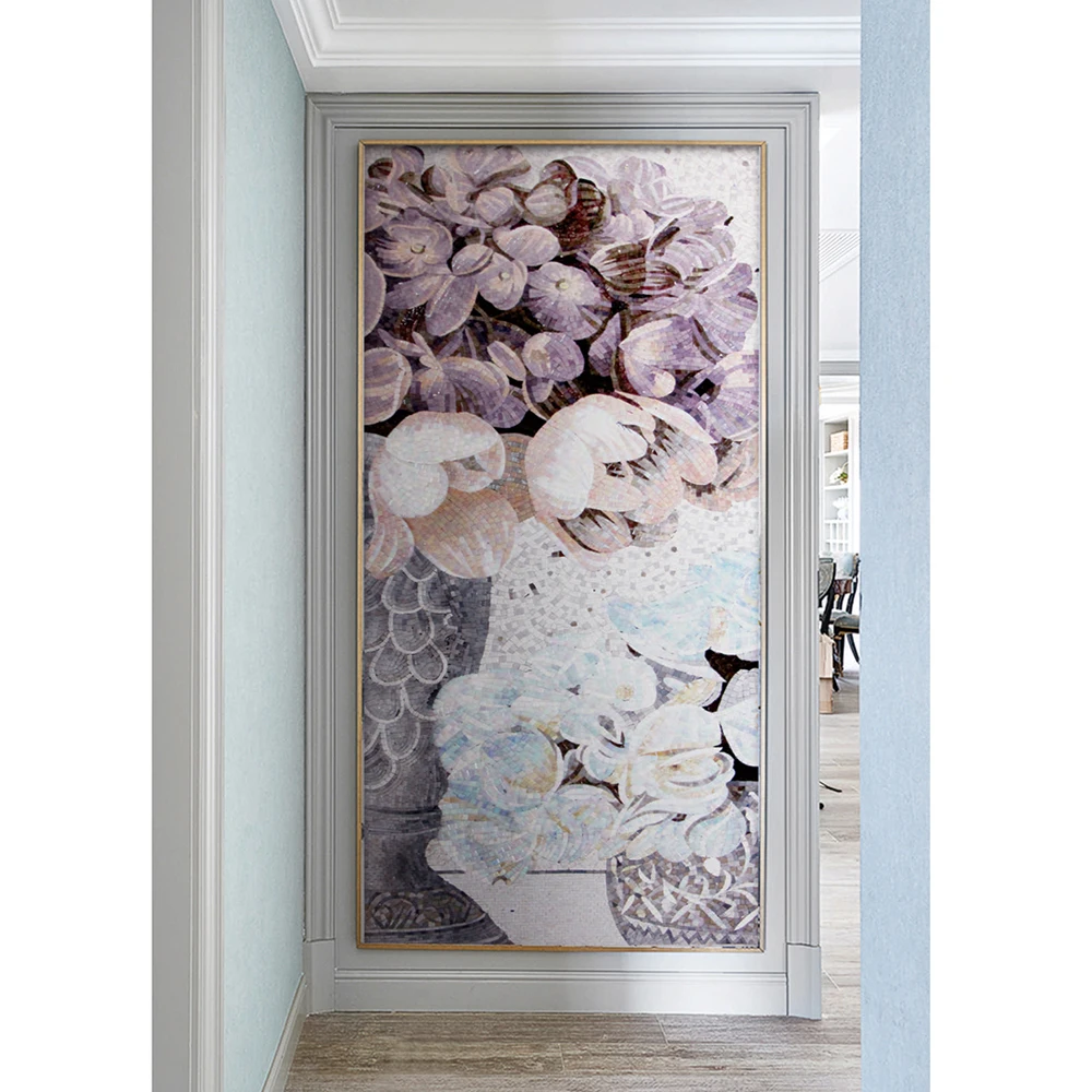 Customized made craft picture photo unique designs cut glass mosaic mural art mosaic pattern for modern wall design