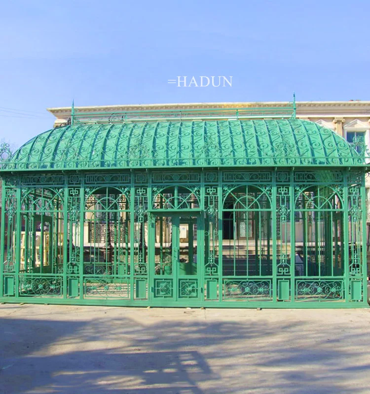 Outdoor Decorative Luxury Garden Metal Pavilion Antique rectangle Cast Iron Gazebo For Sale