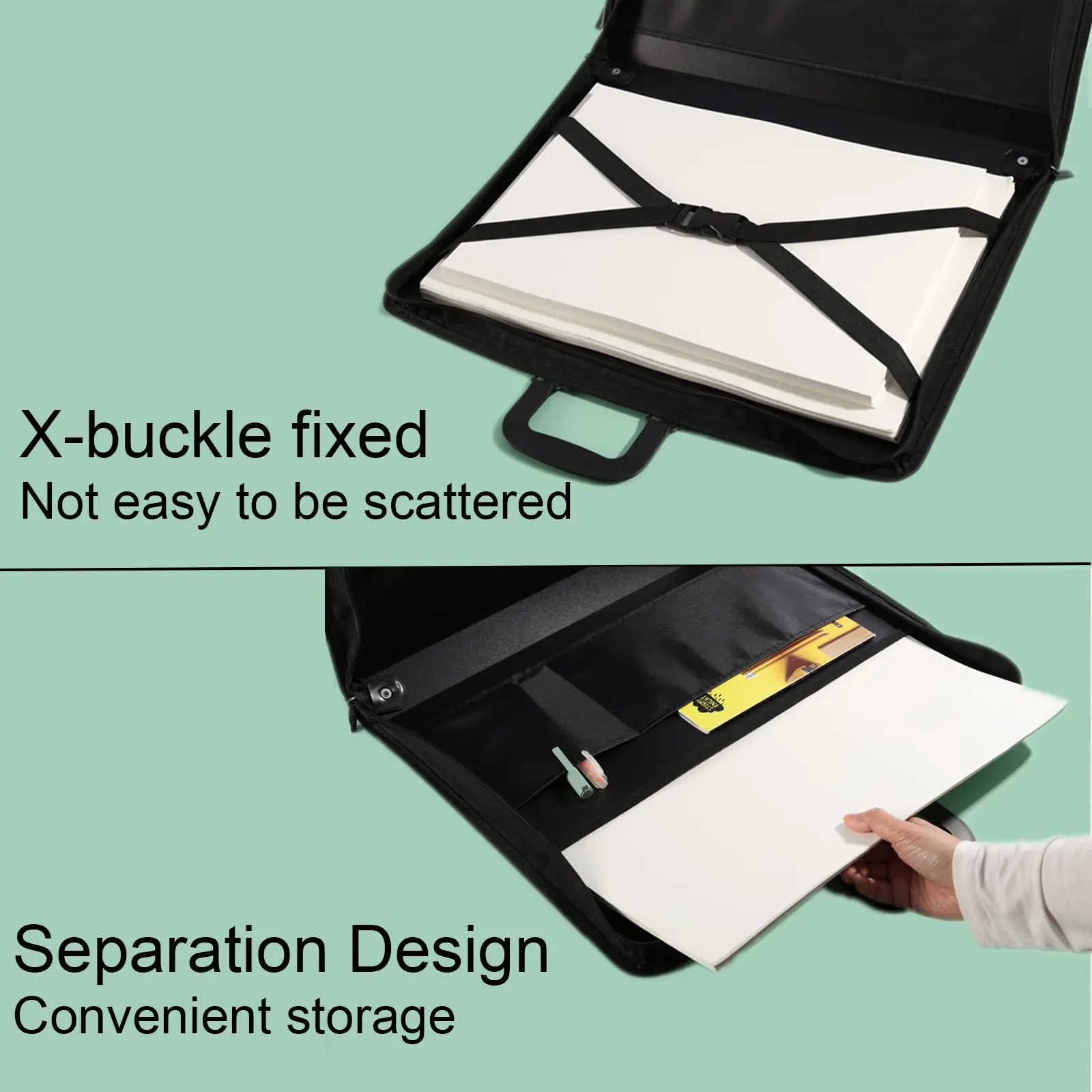 Art Portfolio Case with Zipper Leger Portfolio Folder for Artwork PP Material Frosted Feel 11 x 17 Artist Portfolio Bag