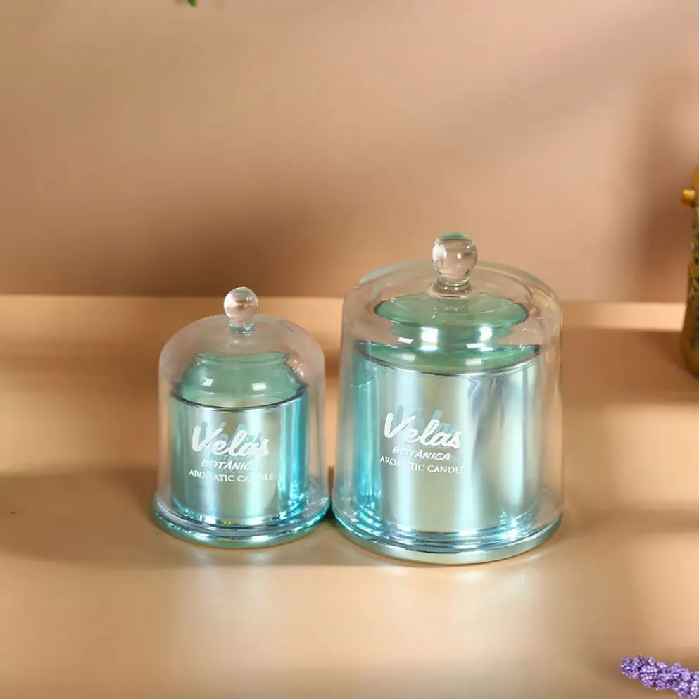 Manufacturer Odm&oem Custom Logo Pillar Frosted Glass Jar Candle Topper Scented Soy Wax Candle