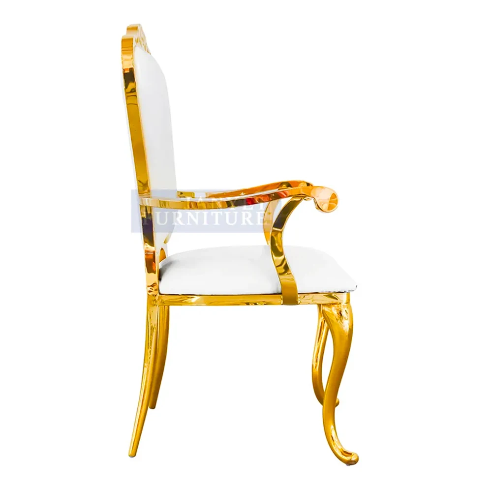 Hot Selling Wedding Event Armrest Gold Stainless Steel Chair On Sale