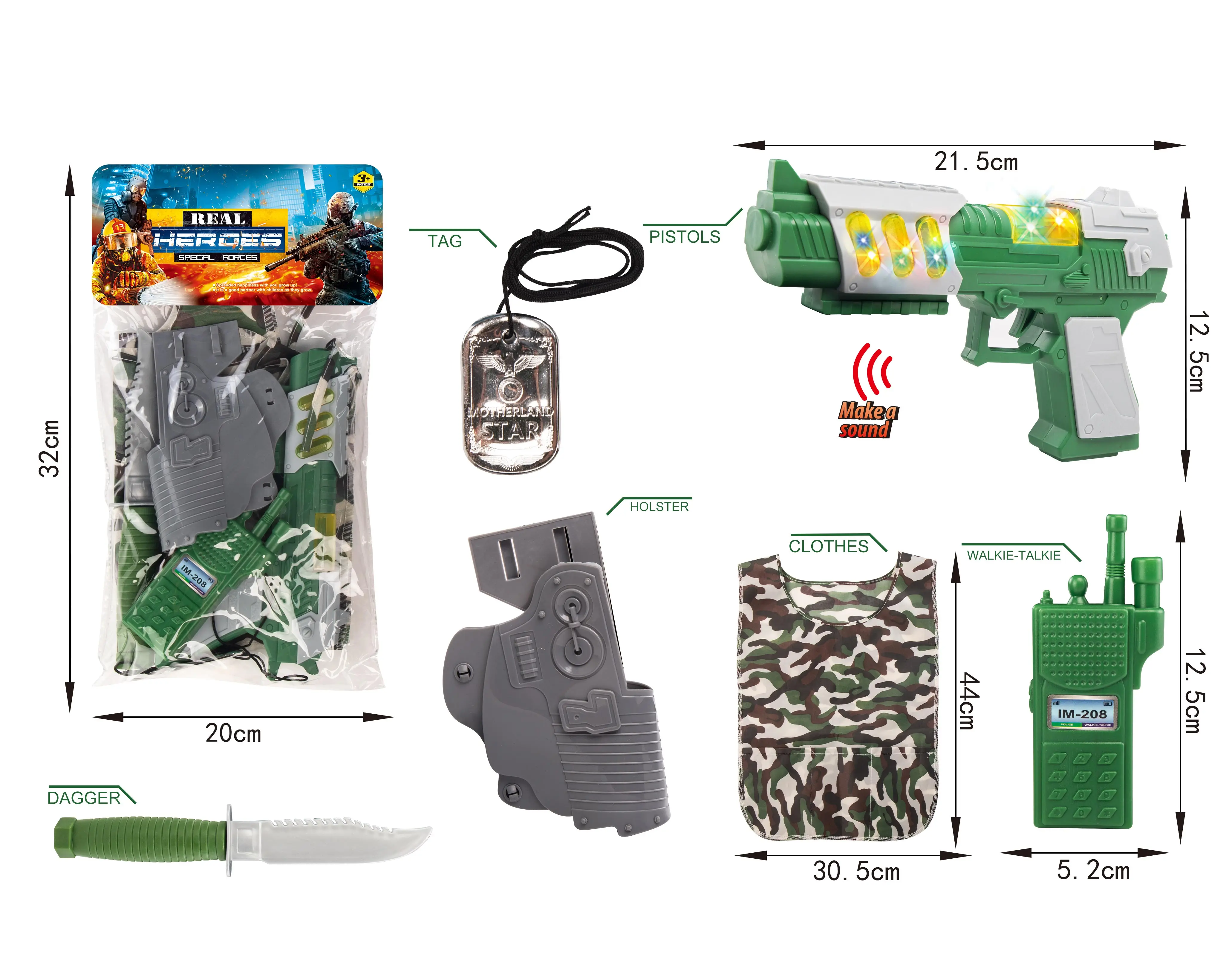 SL Children Halloween Role Play Simulation Military dress up Army Pretend Play Plastic Toy Set