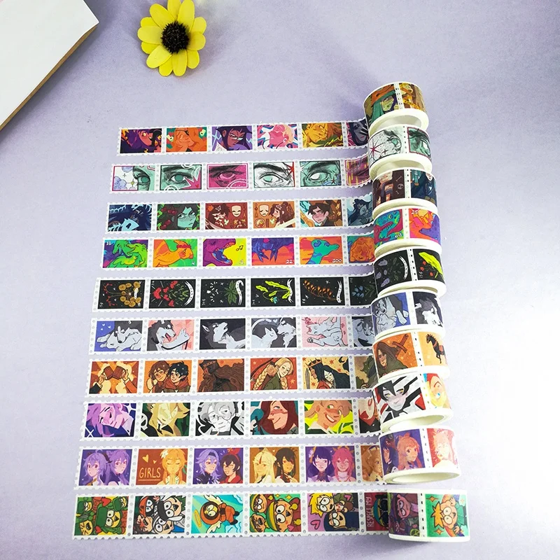 wholesale custom gold foil postage kawaii stamp washi tape printing suppliers with set