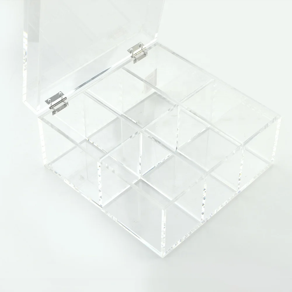 Small Cube Display Case with Lid Multi-Purpose Square Container for Staples Highlighters Adhesive Tape Paper Clips Acrylic Box