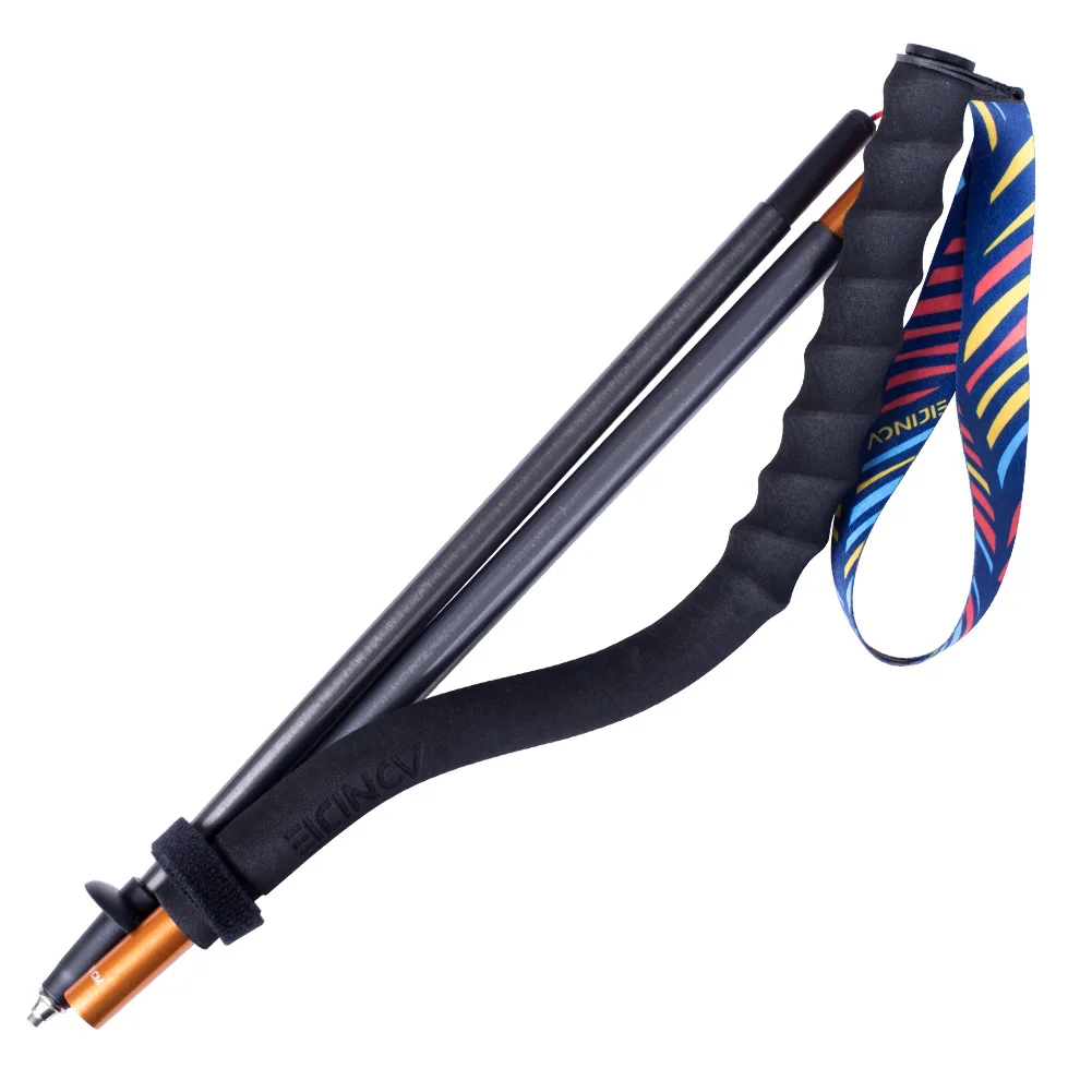 AONIJIE Outdoor Curved Handle Trekking Pole Cross-country Running Hiking Stick Folding Alpenstock Carbon Aluminum S-shaped Stick