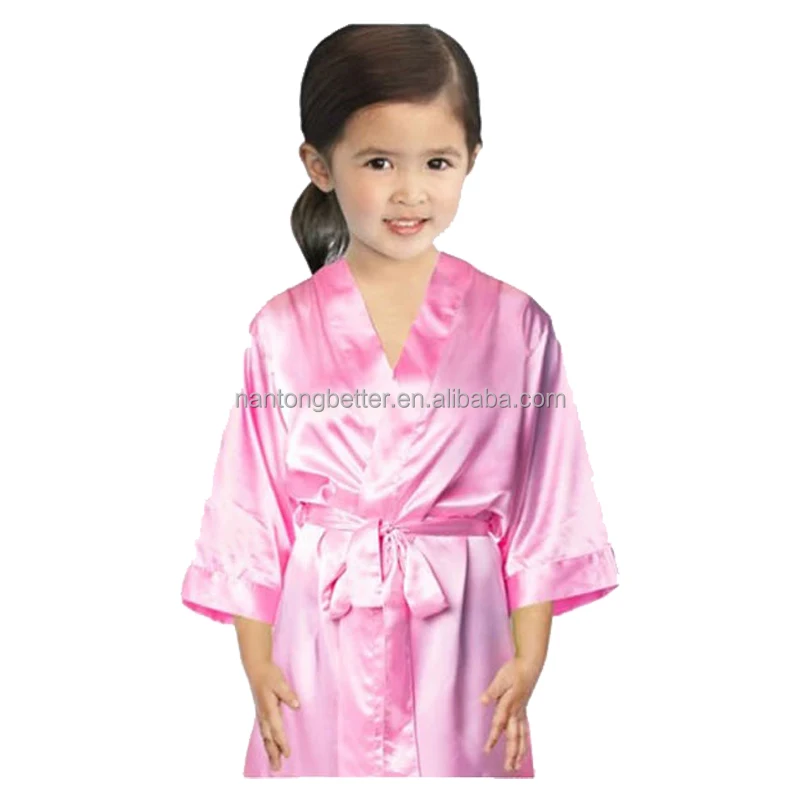Wholesale High Quality Flower Girl Robe Silky Satin Robe Baby Bathrobe Kids Silky Night Dress Satin Robe For Girls