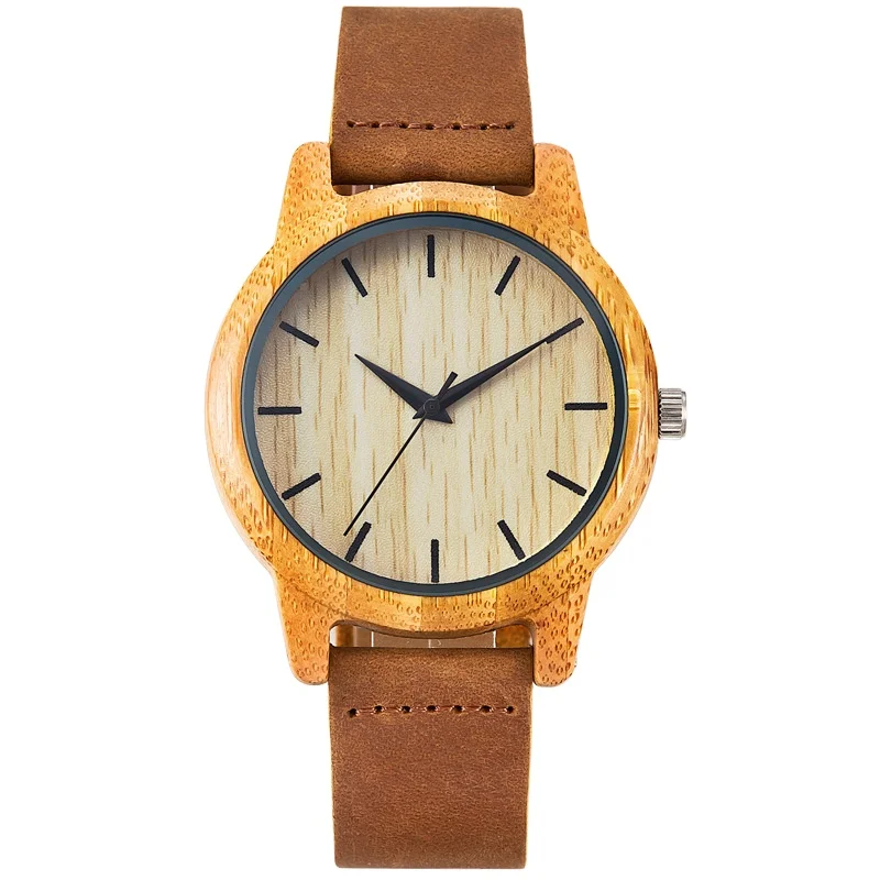 SIHAIXIN Timepieces Wooden Watch Men Made in China erkek saat Luxury Bamboo Wood Man Watches Leather Quartz Male Clock For Gift