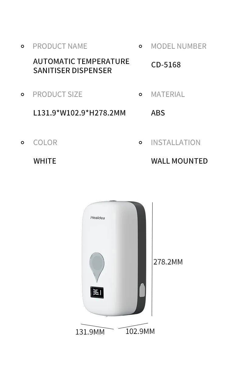 Лидер продаж на Amazon, бесконтактные автоматические диспенсеры жидкого мыла Heaidea с температурным прибором