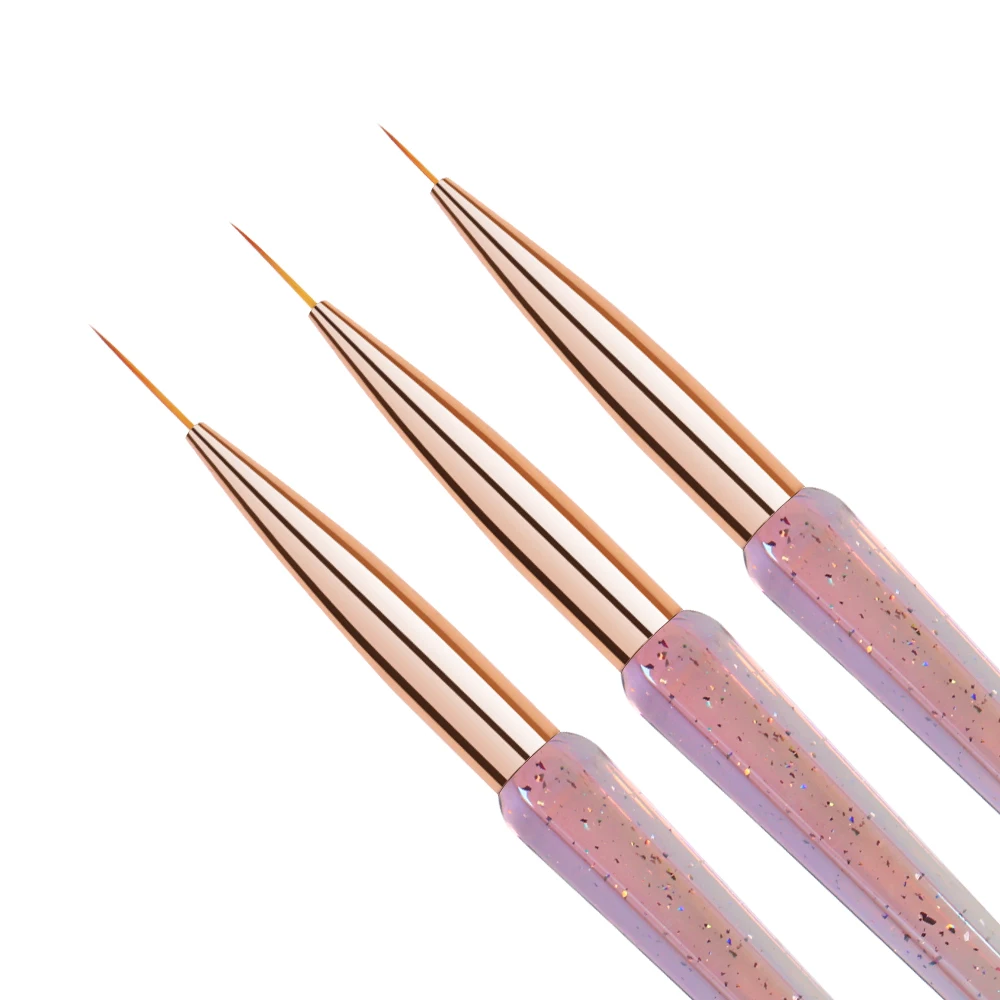 5/9/11/15/25/30mm Custom logo Hair Synthetic/Kolinsky Extra Thin Strip Liner Nail Brushes Set For Nail Art Painting