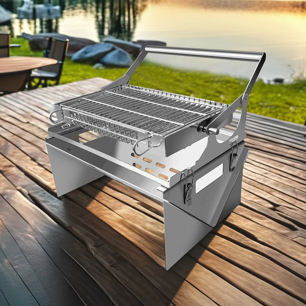 Manufacturer wholesale custom small-scale stainless steel portable bbq grill outdoor camping charcoal grill