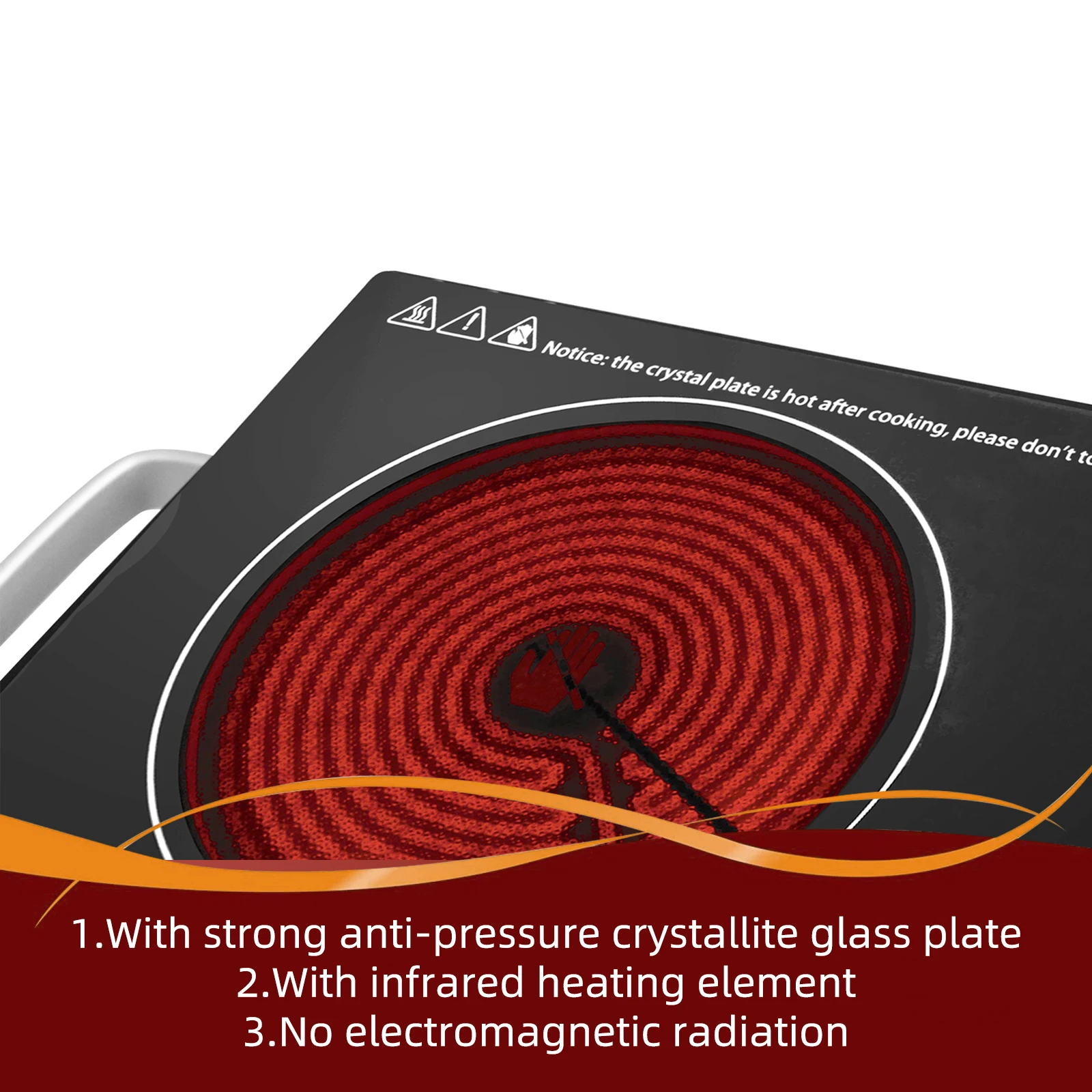 Customized portable electric glass single infrared ceramic cooker stove 2000W burner glass hob cooker cooktop for home