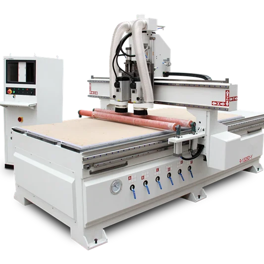 R-1325D-Y 8 x 4 cnc 3 axis milling MDF router machine  with pinch roller