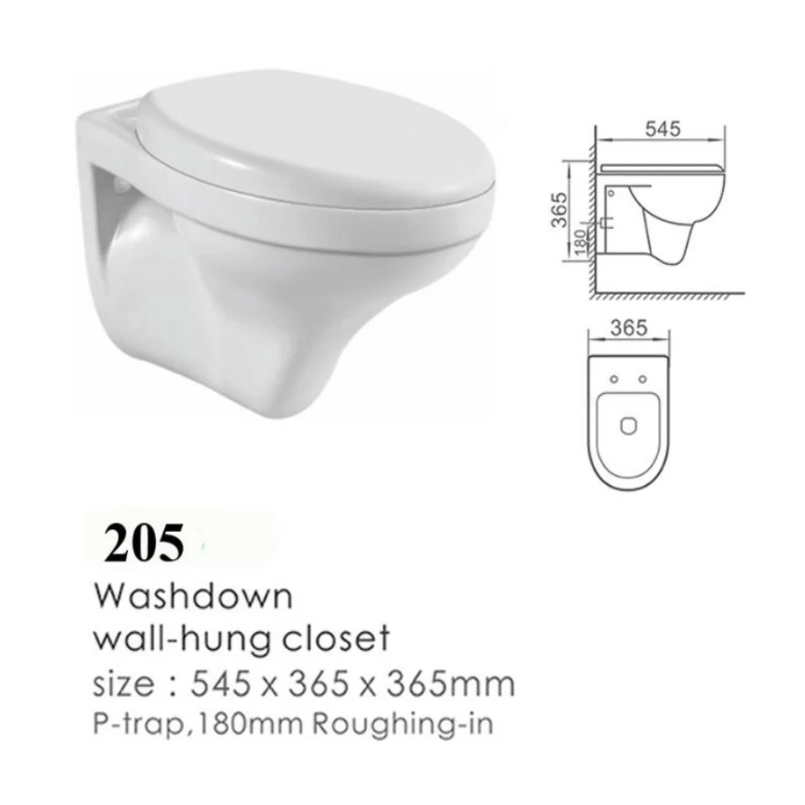Wall-hung European Sanitary Ware Bathroom Back to Wall Hanging Wc Modern Ceramic Rimless Flush Wall Hung Toilet