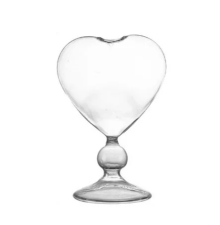 Wholesale Solid Wine Heart-shaped Glass Goblet Cobalt Stemware Portable Vintage Wine Glass Goblet Martini glass