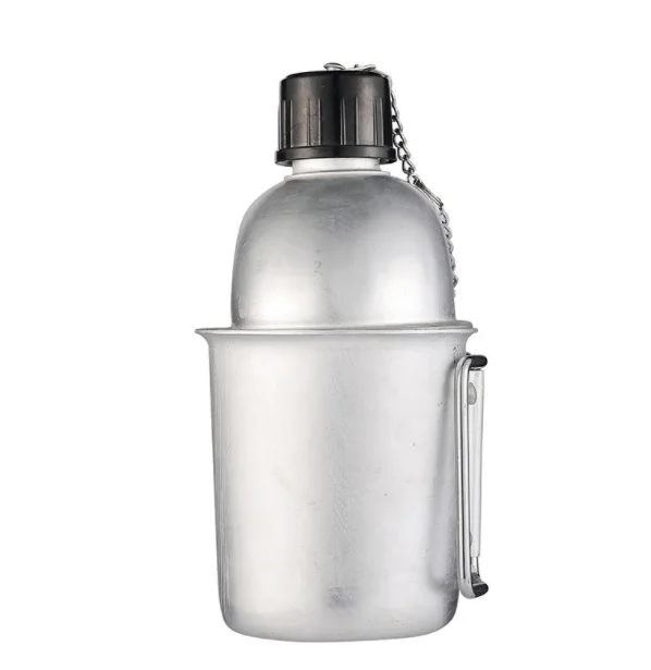 DFK1000 camping outdoor portable Aluminum water bottle with mug and pouch camouflage color