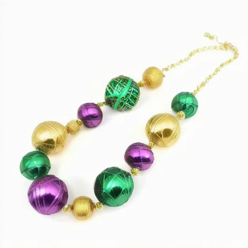 Unisex Mardi Gras Party Supplies Diamond-Stone Beaded Chain Necklace with Mask Medallion Pendent Gift Idea