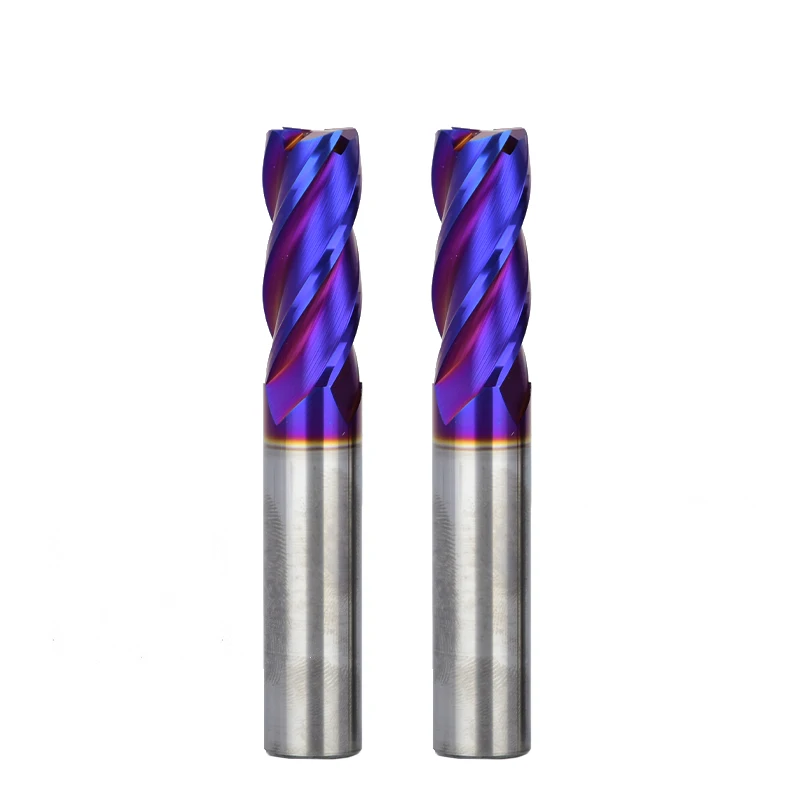 Weix new product Tungsten carbide CNC machinary 4flutes Blue nano coating end mill for metal cutting