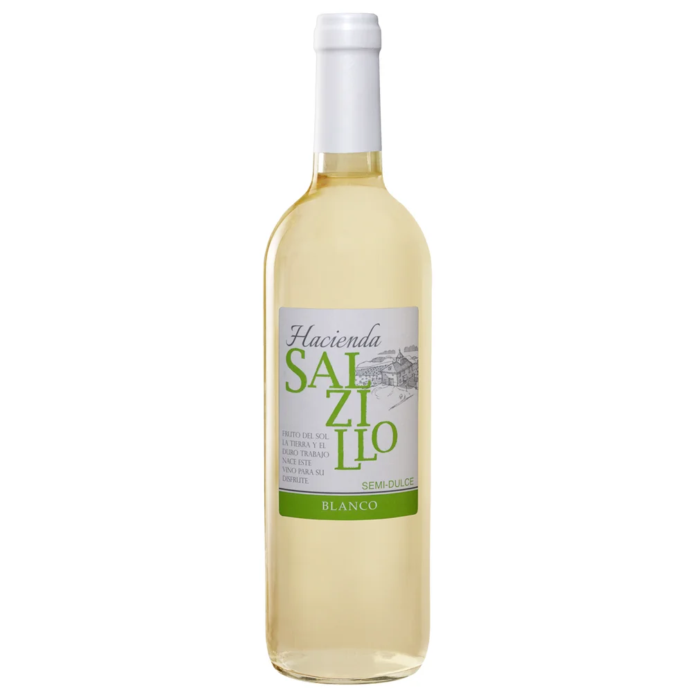 Semi Sweet Spanish White Wine Hacienda Salzillo Best White Wine Airen Grapes 750 Ml Bottle Table Wine Ready For Horeca