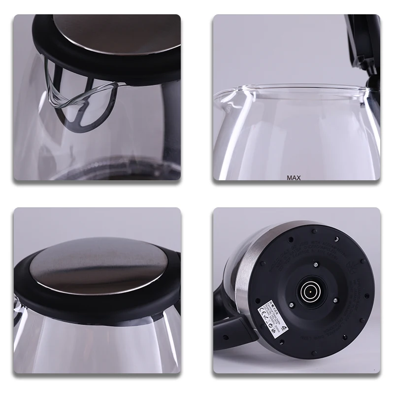 2000W High Borosilicate Glass Electric Water Kettle 2 Liter Cordless Hot Boiler with LED