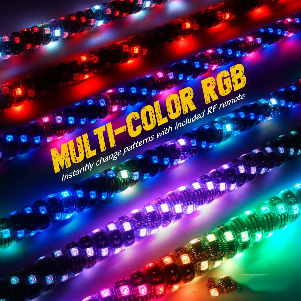 Пульт дистанционного управления 360 цветная RGB 4 'Гибкая светодиодная антенна с подсветкой флаг кнут для atv