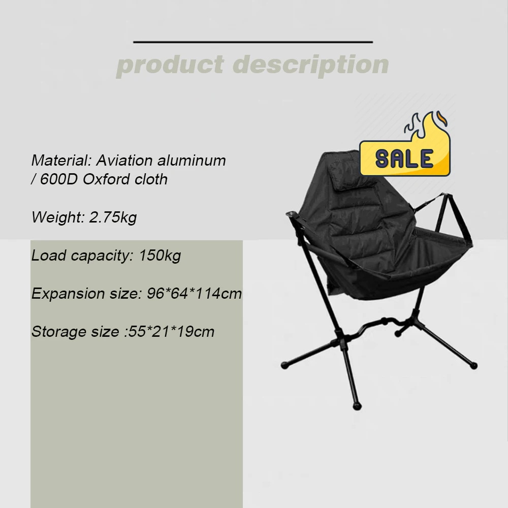 Portable Folding Hammock Camping chair Swinging Rocking Chair for Adults Lawn Beach Camp With Adjustable Back Support Carry bag