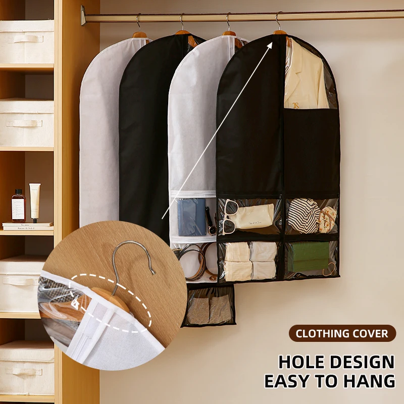high quality 4 pockets garment bags suit dustproof clothing dust cover for clothes