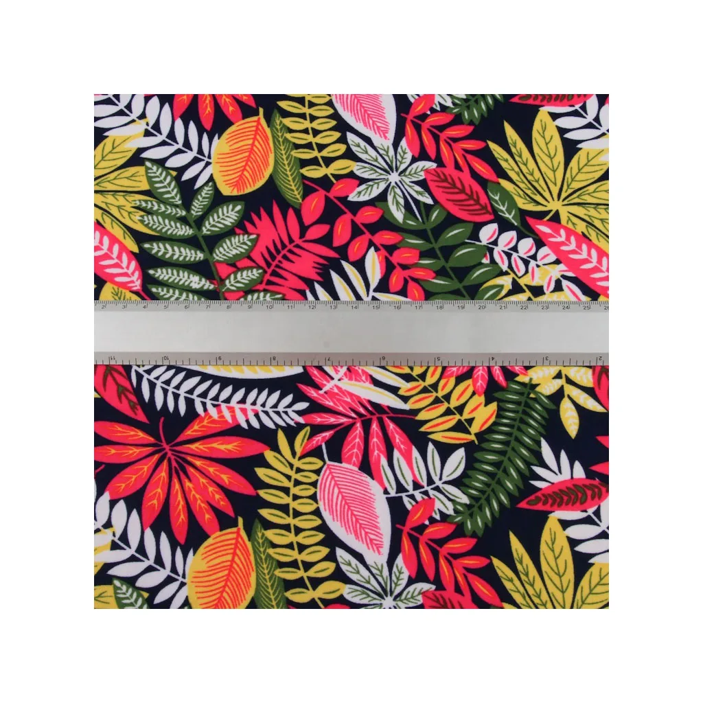 Customized Fashion FDY Tropical Polyester Spandex 4 Way Stretch Printed Fabrics for Clothing