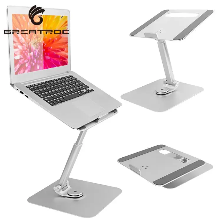 Great Roc soporte para laptop ergonomic laptop riser for standing work adjustable laptop stand with 360 degree rotating base